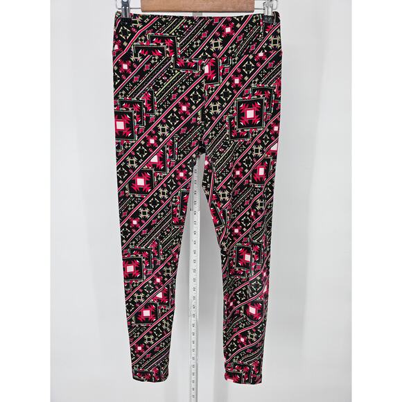 Lularoe OS One Size Womens Leggings Pink Black Aztec Print - Picture 1 of 3